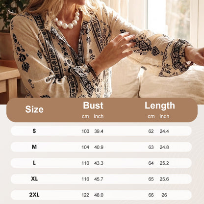 Women’s Boho Lantern-Sleeve Ruffled Blouse