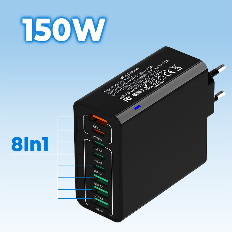 💎 49% OFF! 💎 Multi-Port 150W Fast Charging Hub – 8 USB Ports, Smart Chip Protection & Universal Plug Options 🔌