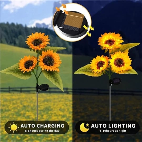 💎 Waterproof Solar Sunflower Lights – Realistic Petals, IP65 Weatherproof & 8–12H Auto Glow ☀️🌻