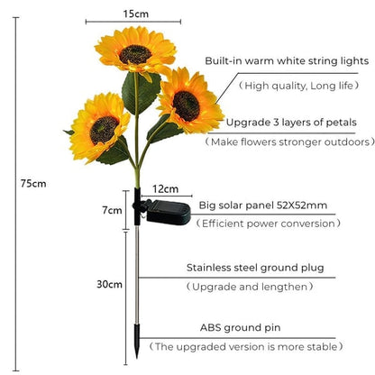 💎 Waterproof Solar Sunflower Lights – Realistic Petals, IP65 Weatherproof & 8–12H Auto Glow ☀️🌻