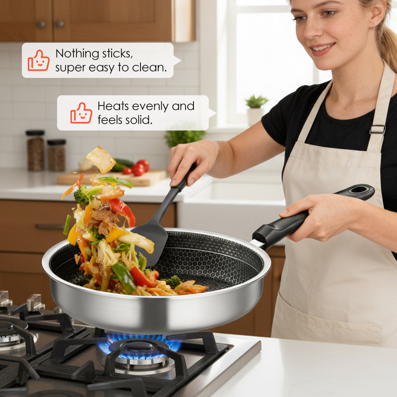 Honeycomb Non-Stick Stainless Steel Frying Pan