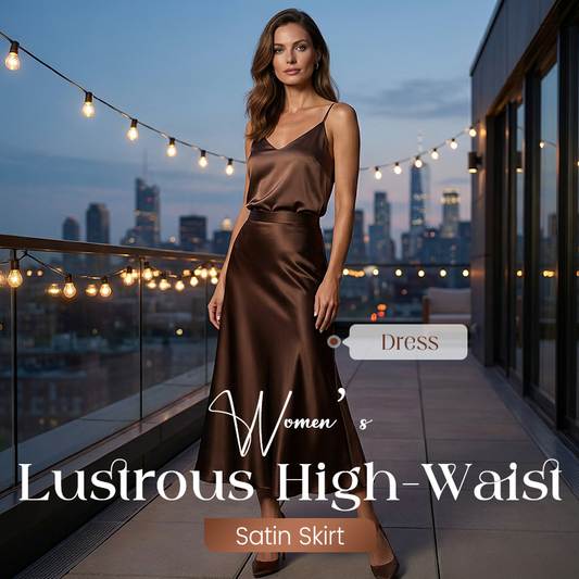 Women's Lustrous High-Waist Satin Skirt