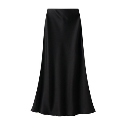 Women's Lustrous High-Waist Satin Skirt