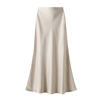 Women's Lustrous High-Waist Satin Skirt