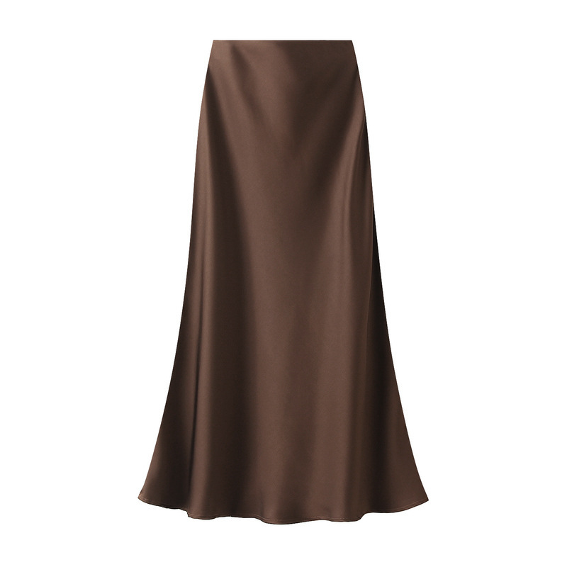 Women's Lustrous High-Waist Satin Skirt