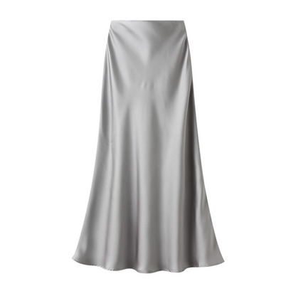 Women's Lustrous High-Waist Satin Skirt