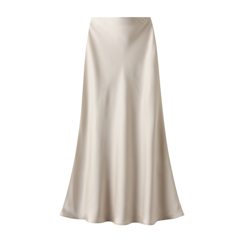 Women's Lustrous High-Waist Satin Skirt