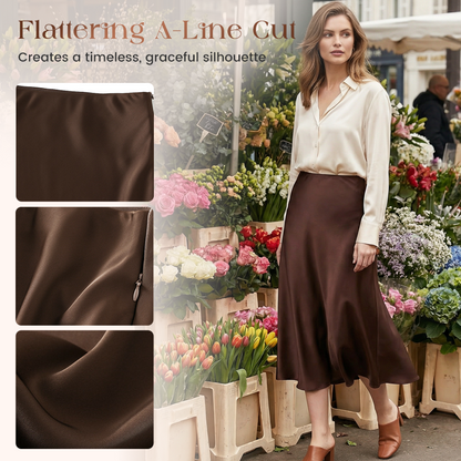 Women's Lustrous High-Waist Satin Skirt