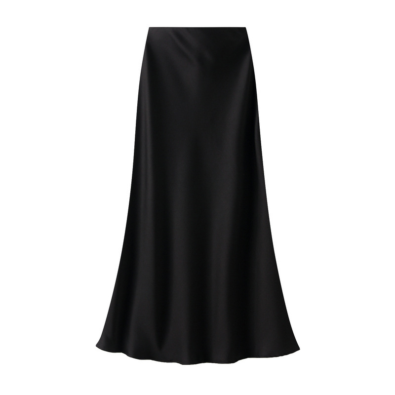 Women's Lustrous High-Waist Satin Skirt