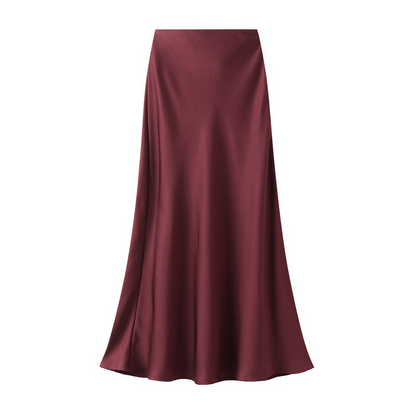 Women's Lustrous High-Waist Satin Skirt