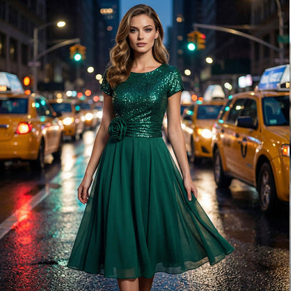 Sequin Top & Flowing Skirt 2-Piece Set