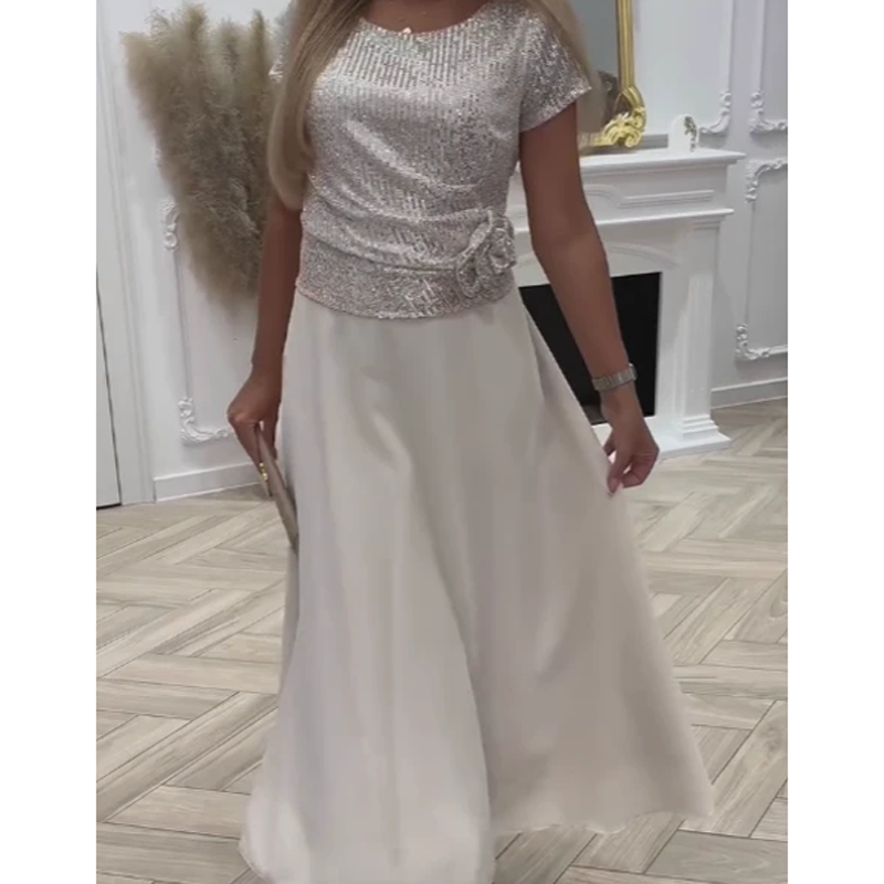 Sequin Top & Flowing Skirt 2-Piece Set