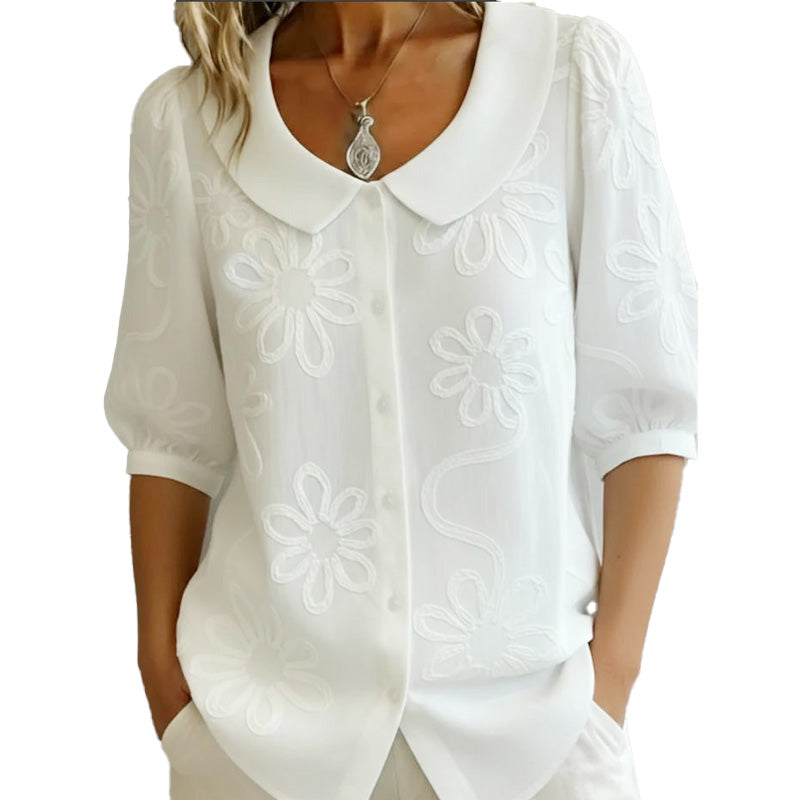 🌸Spring Sale 50% OFF👕Embroidered Floral Retro Collar Shirt