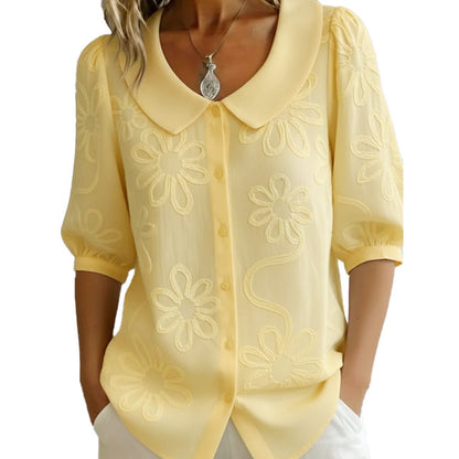 🌸Spring Sale 50% OFF👕Embroidered Floral Retro Collar Shirt