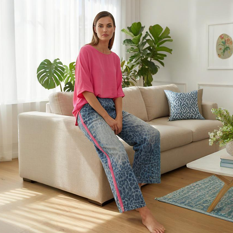 Vibrant Pink Top & Bold Leopard Print Pants Set