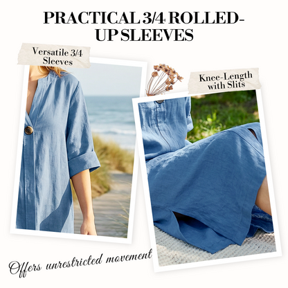 🎁Free Gift With Purchase 🎁 Women's Casual V-Neck Linen Shirt Dress