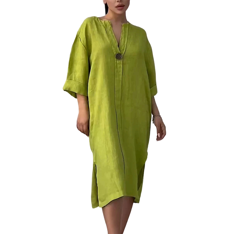 🎁Free Gift With Purchase 🎁 Women's Casual V-Neck Linen Shirt Dress