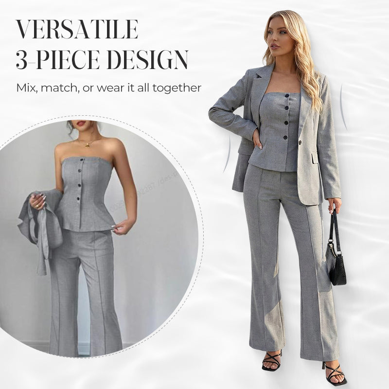 Women's 3-Piece Flared Trouser Suit Set