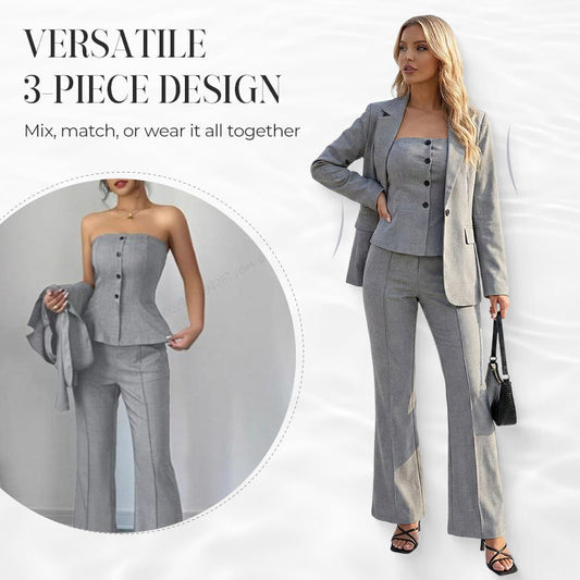 Women's 3-Piece Flared Trouser Suit Set