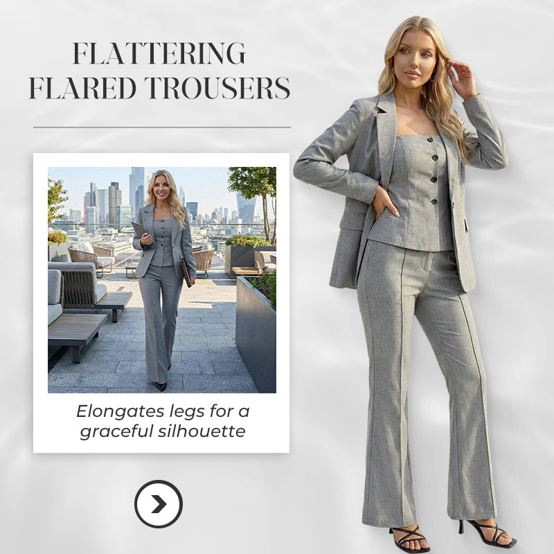 Women's 3-Piece Flared Trouser Suit Set