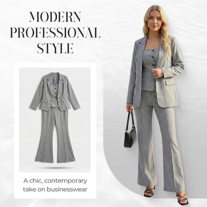 Women's 3-Piece Flared Trouser Suit Set