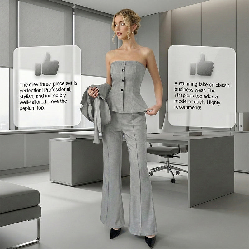 Women's 3-Piece Flared Trouser Suit Set