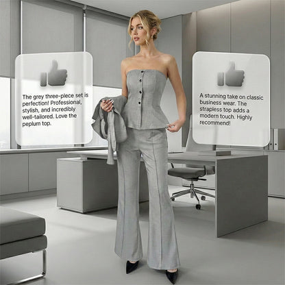 Women's 3-Piece Flared Trouser Suit Set