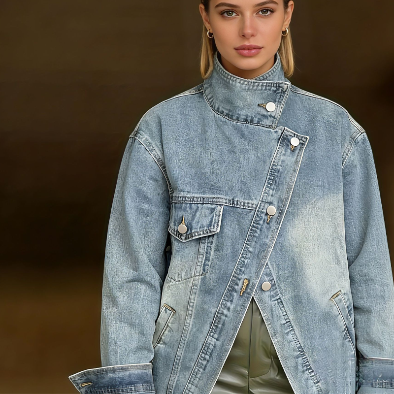 Women's Irregular Pocket Denim Coat