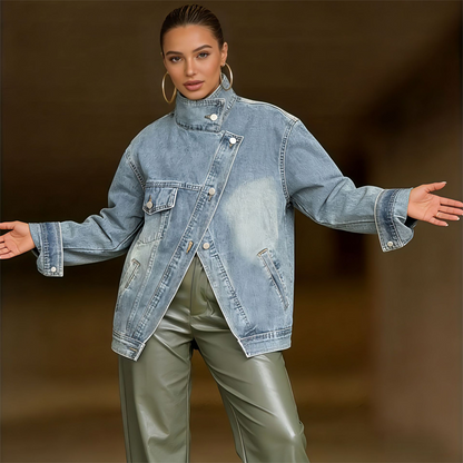 Women's Irregular Pocket Denim Coat