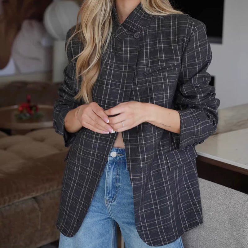 Women's Trendy Asymmetrical Collar Blazer