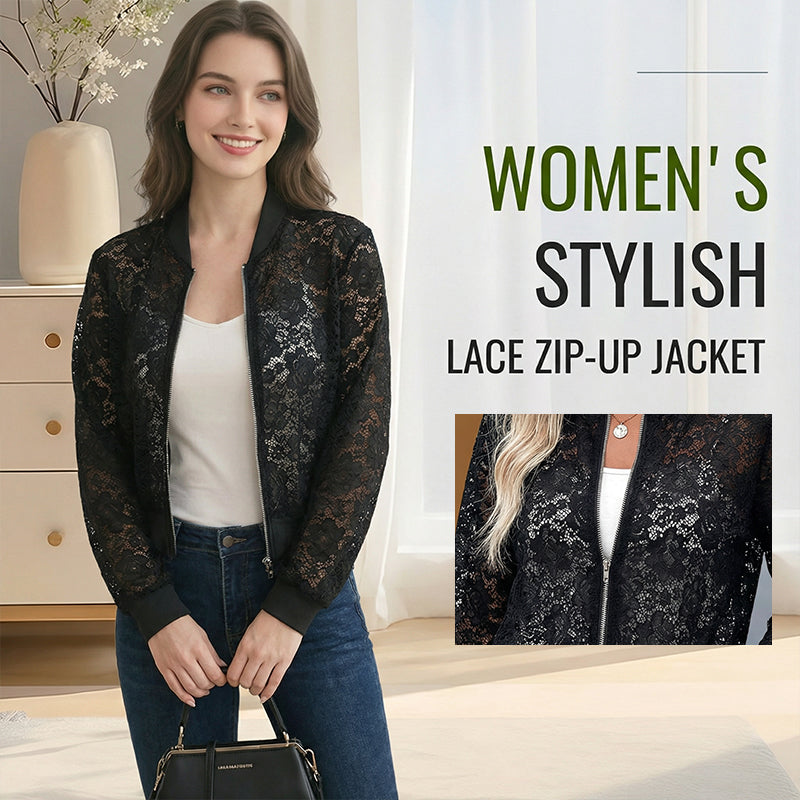 Women's Lightweight Lace Zip-Up Jacket