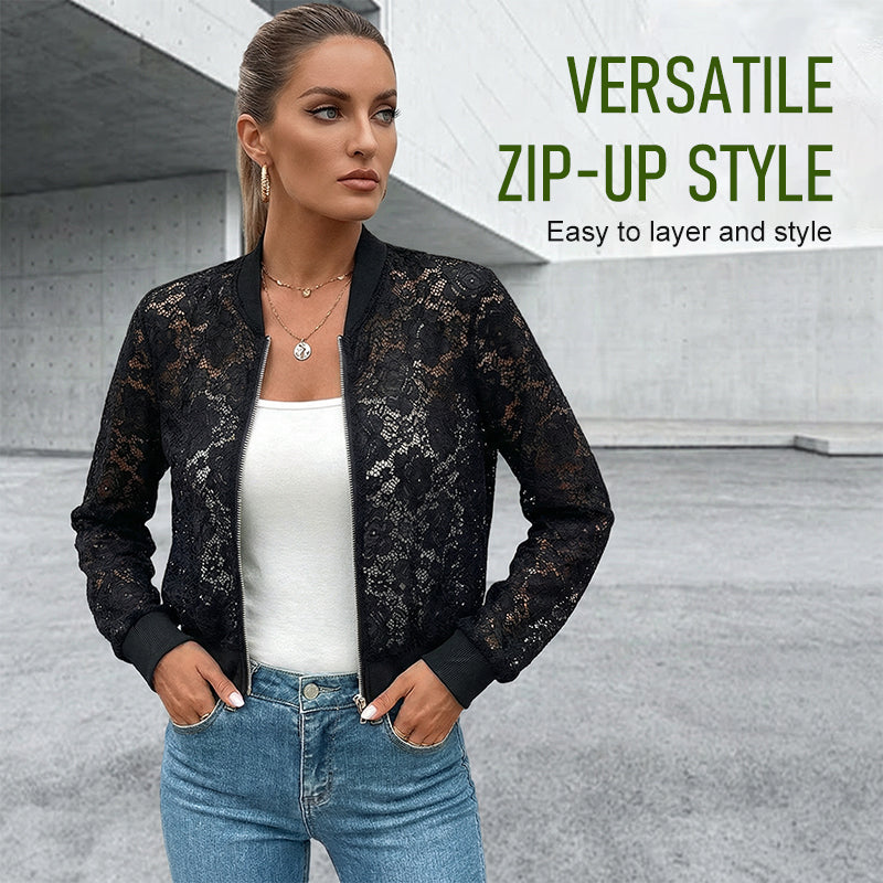 Women's Lightweight Lace Zip-Up Jacket