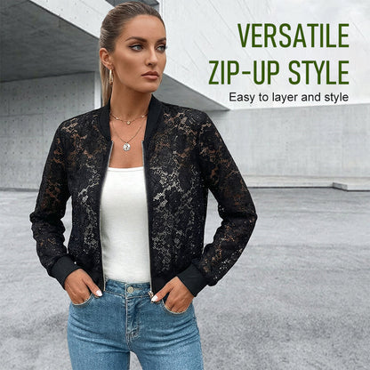 Women's Lightweight Lace Zip-Up Jacket
