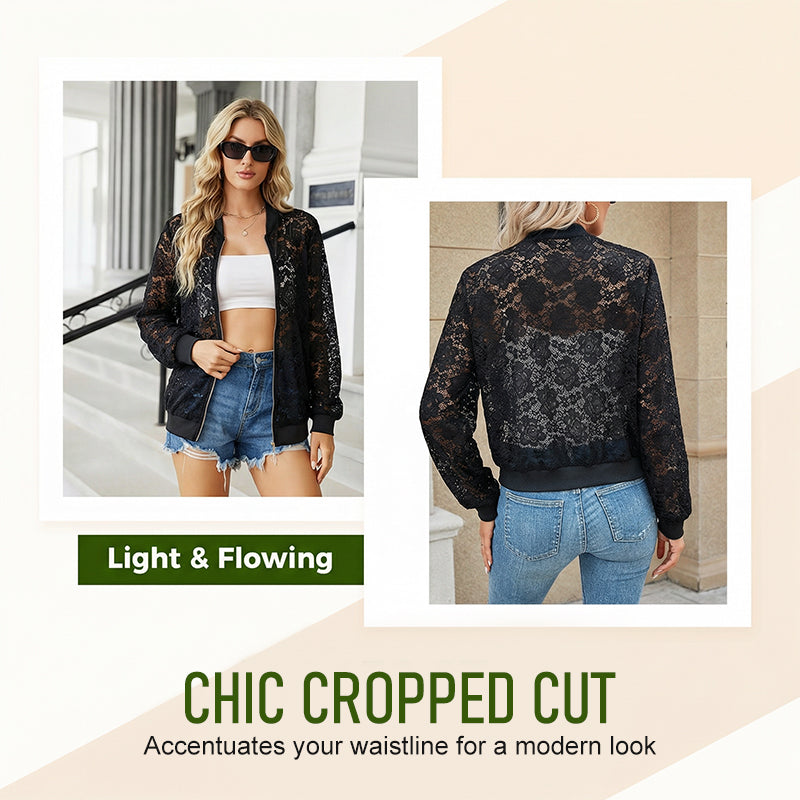 Women's Lightweight Lace Zip-Up Jacket