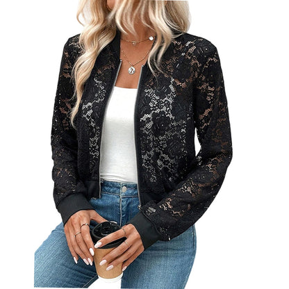 Women's Lightweight Lace Zip-Up Jacket