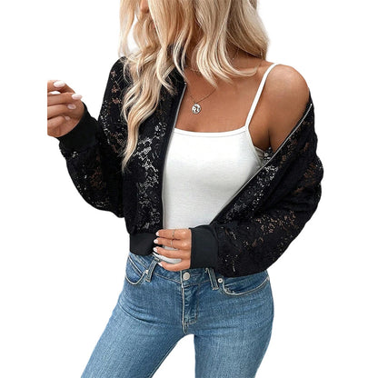 Women's Lightweight Lace Zip-Up Jacket