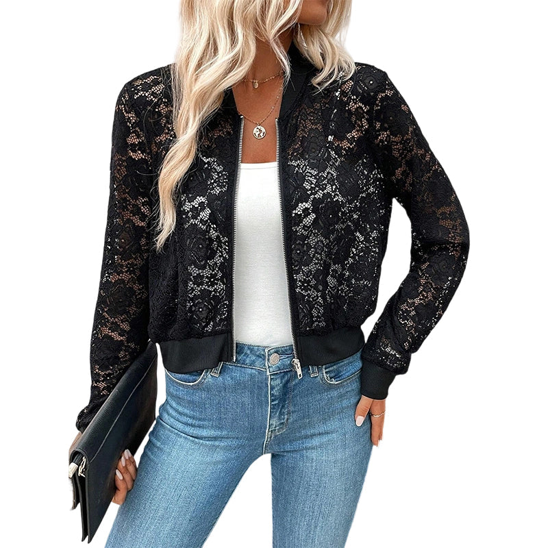 Women's Lightweight Lace Zip-Up Jacket