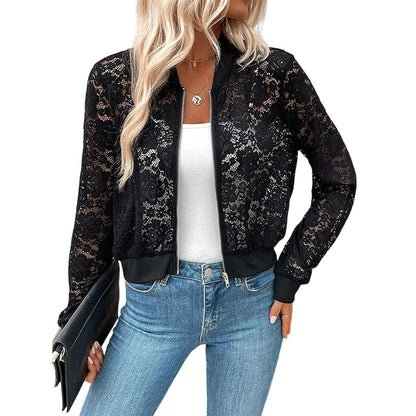 Women's Lightweight Lace Zip-Up Jacket