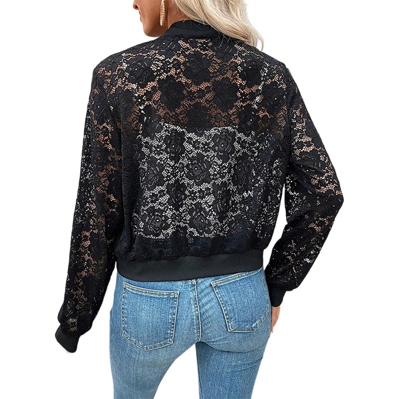 Women's Lightweight Lace Zip-Up Jacket