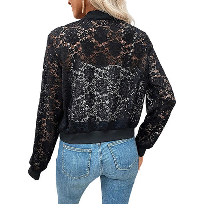 Women's Lightweight Lace Zip-Up Jacket