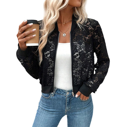Women's Lightweight Lace Zip-Up Jacket
