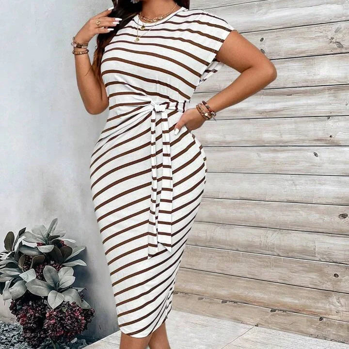Women's Striped Tie Waist Dress