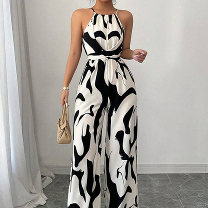 Fashion Color-Blocking Halter Jumpsuit