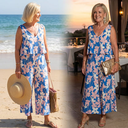 Floral Print Top & Pants 2-Piece Set