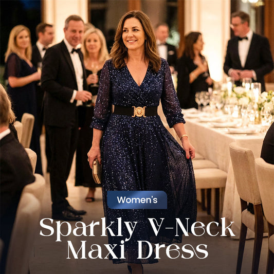 Women's Sparkly V-Neck Maxi Dress