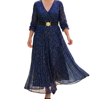 Women's Sparkly V-Neck Maxi Dress