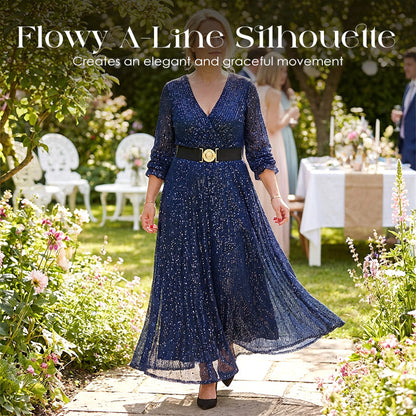 Women's Sparkly V-Neck Maxi Dress