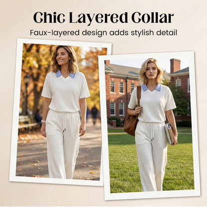 Women's Short Sleeve Top and Trousers Set