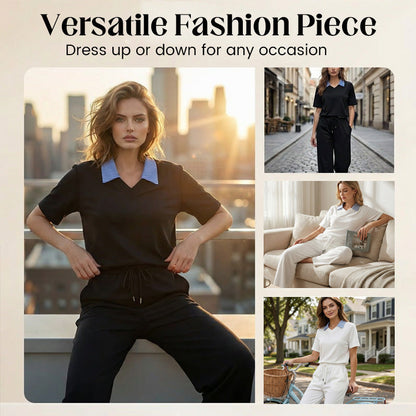 Women's Short Sleeve Top and Trousers Set