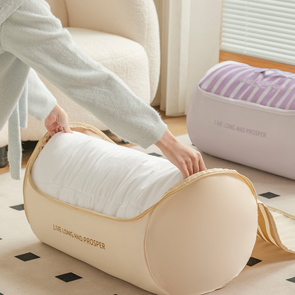 Cylindrical Roll-Up Quilt Storage Bag with Zipper